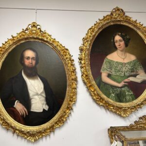6287-4 Antique oil portraits by R. J. Healy, Mr. & Mrs. Bridgham