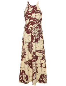Leafy Print Vintage Maxi Dress